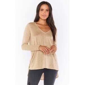 Show Me Your Mumu Clark Tunic Top Gold Sparkle Festive Size S Women’s Glam Boho